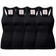 thumbnail image 1 of Women & Plus Solid Ribbed Knit Stretch Workout Racerback Tank Top (4PK: BLACK/BLACK/BLACK/BLACK, 1X), 1 of 2
