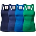thumbnail image 1 of Women & Plus Solid Ribbed Knit Stretch Workout Racerback Tank Top (4PK: NAVY/BRIGHT ROYAL BLUE/BRIGHT BLUE/KELLY GREEN, 3X), 1 of 5