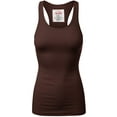 thumbnail image 1 of Women & Plus Solid Ribbed Knit Stretch Workout Racerback Tank Top (AMERICANO, Medium), 1 of 3