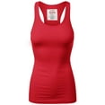 thumbnail image 1 of Women & Plus Solid Ribbed Knit Stretch Workout Racerback Tank Top (RUBY, X-Large), 1 of 2