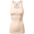 thumbnail image 1 of Women & Plus Solid Ribbed Knit Stretch Workout Racerback Tank Top (SAND, Medium), 1 of 2