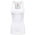 thumbnail image 1 of Women & Plus Solid Ribbed Knit Stretch Workout Racerback Tank Top (WHITE, Large), 1 of 3