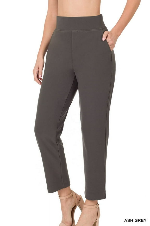 Women & Plus Super Stretch Office Business Pull-On Dress Pants with Elastic Waistband and Pockets