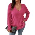thumbnail image 1 of Women Plus Top 5XL Sweater Top Tunic Top Pullover Lady Top Long Sleeve Daily V-neck Autumn Daily Sweater Top Loungewear Striped Cogild, 1 of 5