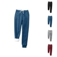 thumbnail image 1 of Women Plus Warm Christmas Print Velvet With Pockets Keep Warm Trousers Pants High Waist Stretchy Lined Thermal Full Length Pants Women Capri Pants For Summer, 1 of 3