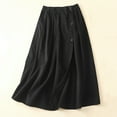 thumbnail image 1 of Women Plus size Long Maxi Skirts Ndbuld Women's Linen Casual Loose High Waisted Hundred Tower A-line Skirt Half Skirt ,Black,M, 1 of 6