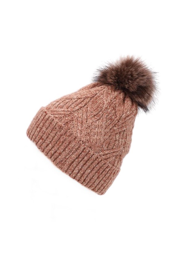 Women Plush Bubble Beanie Hat Winter Warm Knitted Baggy Slouchy Ski Skull Cap