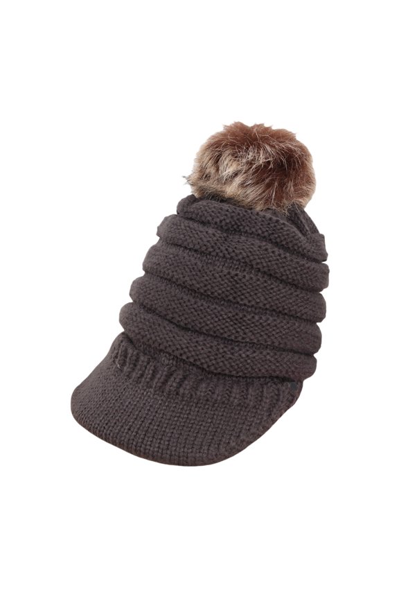 Women Plush Bubble Knitted Hat Winter Braided Baggy Slouchy Bucket Ski Skull Cap