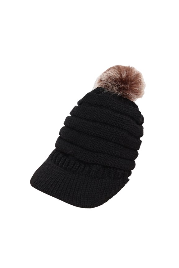 Women Plush Bubble Knitted Hat Winter Braided Baggy Slouchy Bucket Ski Skull Cap