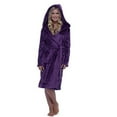 thumbnail image 1 of Women Plush Fleece Bathrobe with Hood Soft Warm Long Robe Tie Belt Winter Sleepwear Lounge Dressing Gown, 1 of 4