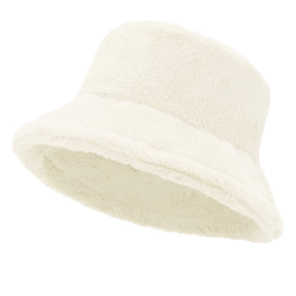 TZ Promise Women Plush Fluffy Bucket Hat Warm Lining Winter Faux Fur Cozy Wide Brim Winter