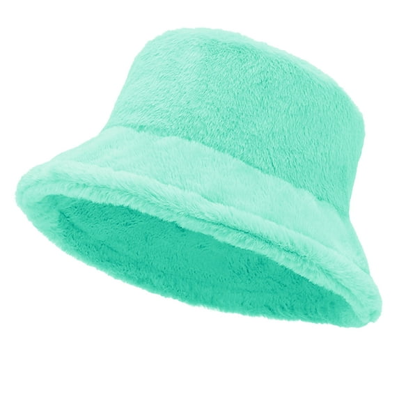 TZ Promise Women Plush Fluffy Bucket Hat Warm Lining Winter Faux Fur Cozy Wide Brim Winter
