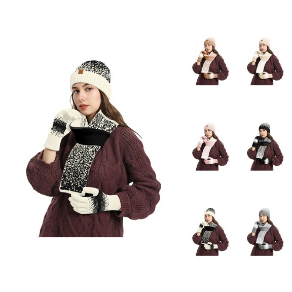 Women Plush Knit Hat Scarf Set - Lined Ear Flap Beanie And Neck Warmer, Fashion Warm Stocking Stuffers, Winter Outdoor Christmas Gifts For Women