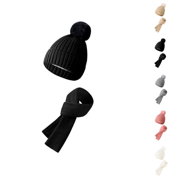Women Plush Knit Hat Scarf Set - Soft Thick Beanie And Neck Warmer Combo, Comfortable Warm Stocking Stuffers, Winter Gifts For Girls Teen Girls