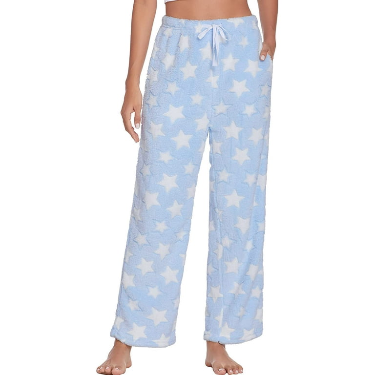 Women Plush Lounge Pants Soft Pajama Pants with Pocket Warm