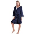 thumbnail image 1 of Women Plush Robe Lace Short Fleece Robes Soft Warm Spa Bathrobe, 1 of 10