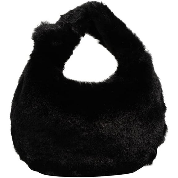 Women Plush Tote Bag Fluffy Underarm Purse Faux Fur Shoulder Handbag Fuzzy Tied Bag Winter Christmas Gifts