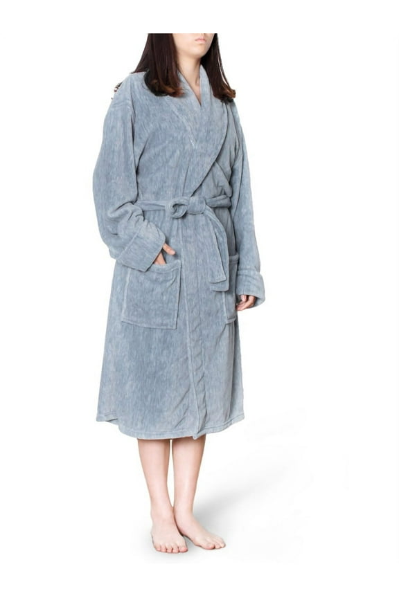Women Plush Warm Soft Fleece Robe | Shawl Collar Luxurious Microfiber Lightweight Bath Spa Robe