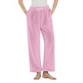 thumbnail image 1 of Women Plush Winter Sleep Pant with Pockets, Plain Loose Fit Pajamas Pants, Cozy Warm Drawstring Lounge Pj Bottoms, 1 of 8