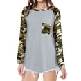thumbnail image 1 of Women Pocket Camouflage Colorblock Short Sleeve Top, 1 of 4