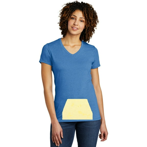 Women Pocket Tee in Blue (V - Neck)