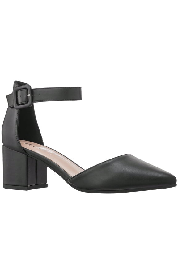 Women Point Toe Chunky Heeled Ankle Strap Pumps Fashionable Pointed Toe Ankle Strap Stiletto Heels Elegant Pumps