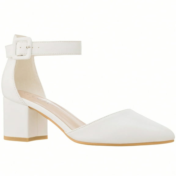 Women Point Toe Chunky Heeled Ankle Strap Pumps Fashionable Pointed Toe Ankle Strap Stiletto Heels Elegant Pumps