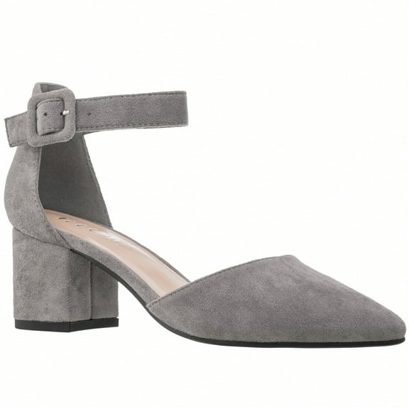 Women Point Toe Chunky Heeled Ankle Strap Pumps Fashionable Pointed Toe Ankle Strap Stiletto Heels Elegant Pumps