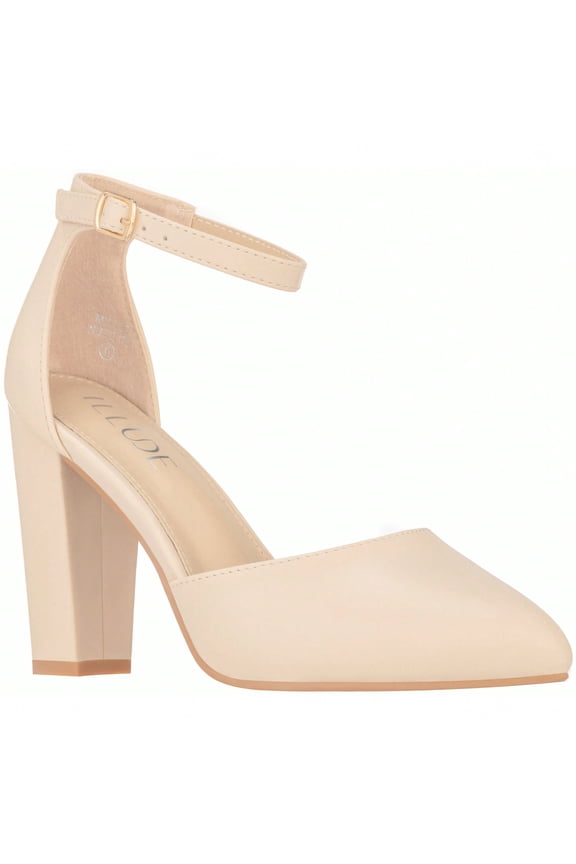 Women Point Toe Chunky Heeled Pumps Ankle Strap Pumps High Heel Ankle Strap Pump