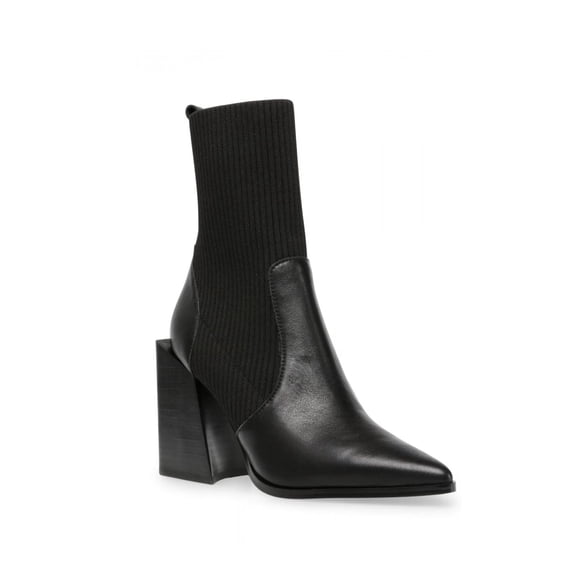 Women  Pointed Toe Ankle Boots with Block Heels  Slip on Style with Ribbed Knit Sock Design