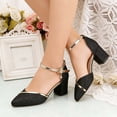 thumbnail image 1 of Women Pointed Toe Heel Single Buckle Sandals Glittery Open Toe Ankle Strap Nonâ Comfortable Elegant Dressy Summer Stylish Shoes Black 36, 1 of 6