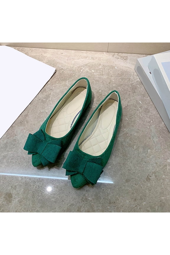 Women Pointed Toe Flats, Candy Colored Casual Shoes with Oversized Bow Detail, Comfortable Slip on Work Shoes for Office, Daily Wear, Weekend Outings