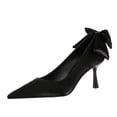 thumbnail image 1 of Women Pointed Toe High Heel Stiletto Pumps 6.5CM Satin Pump Bow Wedding Evening Party Court Shoes, 1 of 6