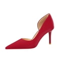 thumbnail image 1 of Women Pointed Toe High Heel Stiletto Pumps 7CM Satin Cut-Out Wedding Evening Party Court Shoes, 1 of 6