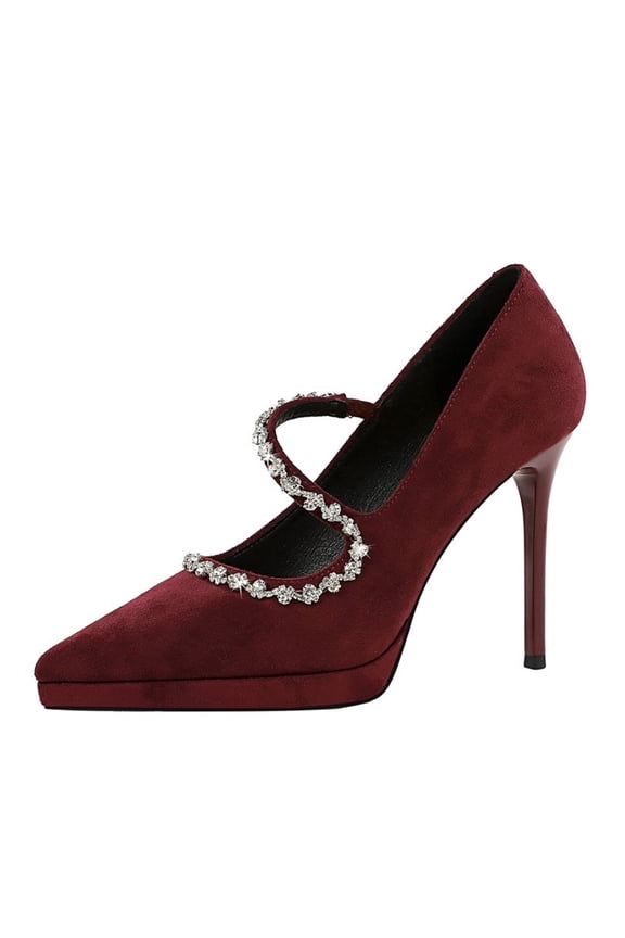 Women Pointed Toe High Heels 10.5CM Sexy Pumps Sparkling Rhinestones Wedding Shoes for Bride Prom Party