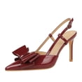 thumbnail image 1 of Women Pointed Toe High Heels Sexy Pumps Fashion Patent Leather Bow Stiletto 9CM Party Wedding Shoes, 1 of 4