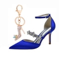 thumbnail image 1 of Women Pointed Toe High Heels Stiletto High Rhinestones Ankle strap Satin 8.5CM Pump Party Dress, 1 of 6