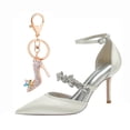 thumbnail image 1 of Women Pointed Toe High Heels Stiletto High Rhinestones Ankle strap Satin 8.5CM Pump Party Dress, 1 of 6