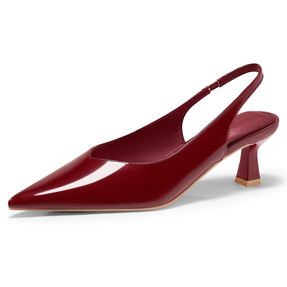 Women Pointed Toe Slingback Kitten Heels, Low Heel Pumps, High Heel Sandals, and Professional Commuter Footwear