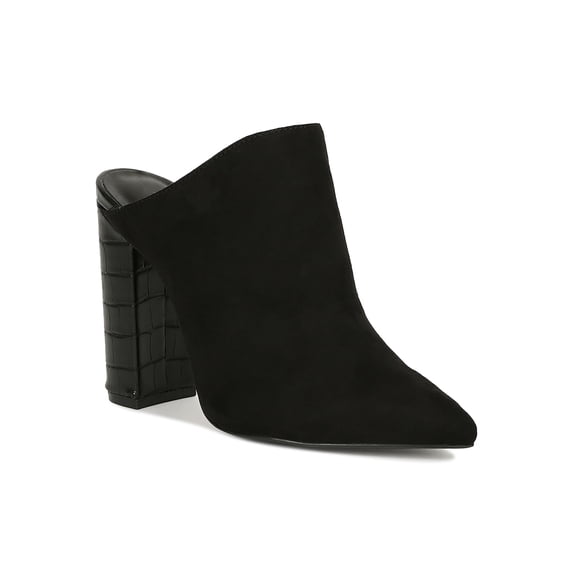 Women Pointy Toe Embossed Chunky Mule Heel 19274