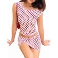 thumbnail image 1 of Women Polka Dot 2 Piece Outfits Spot Strapless High Waist Skirt Lounge Set Summer Rose Red S, 1 of 8