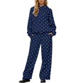 thumbnail image 1 of Women Polka Dot 2‑Piece Tracksuit Set, Long Sleeve Pullover Hoodie and Wide Leg Pants Outfit, Casual Loungewear Sweatsuit for Daily Travel, 1 of 7