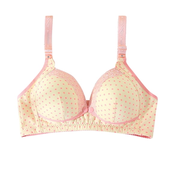Women Polka Dot Bras Front Snap Closure Wireless Bras Push up Soft Comfy Adjustable Strap Bralettes
