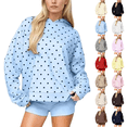 thumbnail image 1 of Women Polka Dot Hoodie Oversized Fleece Hooded Sweatshirt Long Sleeve Drop Shoulder Graphic Print Hoodies with Pocket M, 1 of 5
