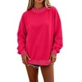 thumbnail image 1 of Women Polka Dot Mockneck Sweatshirt Y2k Long Sleeve Pullover Top, 2XL, 1 of 4