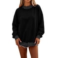 thumbnail image 1 of Women Polka Dot Mockneck Sweatshirt Y2k Long Sleeve Pullover Top, M, 1 of 4