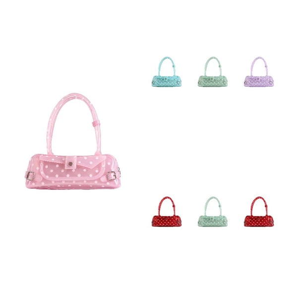 Women Polka Dot Jelly Shoulder Handbag, Mini Baguette Underarm Purse, Lightweight Waterproof Casual Small Handbag for Daily Shopping Dating Street Wear Multiple Candy Colors