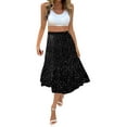thumbnail image 1 of Women Polka Dot Printed Elastic Waist Band Midi Skirt Puffy Princess Skirt Club Basic Leisure Dailywear, 1 of 7