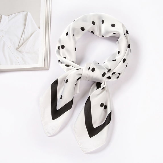 Women Polka Dot Square Scarf Ribbon Scarves Kerchief Neck Scarf 70x70cm