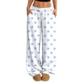 thumbnail image 1 of Women Polka Dot Sweatpants Drawstring Elastic Waist Baggy Barrel Leg Joggers with Pockets Casual Lounge Pants, 1 of 5